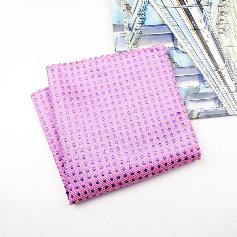 جديد الوردي نقطة مخطط جيب مربع للرجال 22 سنتيمتر منديل رسمي منشفة العريس بدلة الزفاف Cravat المنديل المضيف الصدر وشاح صغير