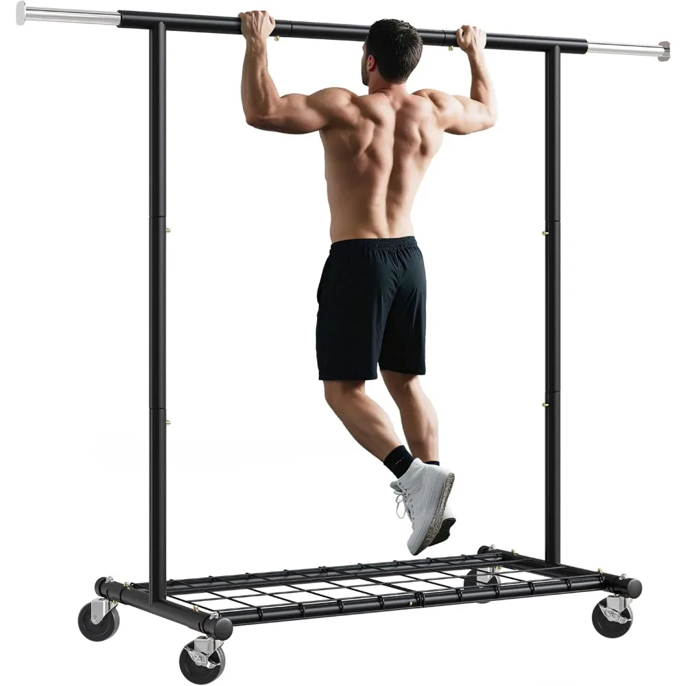 

Вешалка для одежды Raybee для подвешивания одежды, вешалка для одежды на колесиках, нагрузка 250 фунтов, металлические вешалки для одежды, вешалка для одежды с портативными колесами