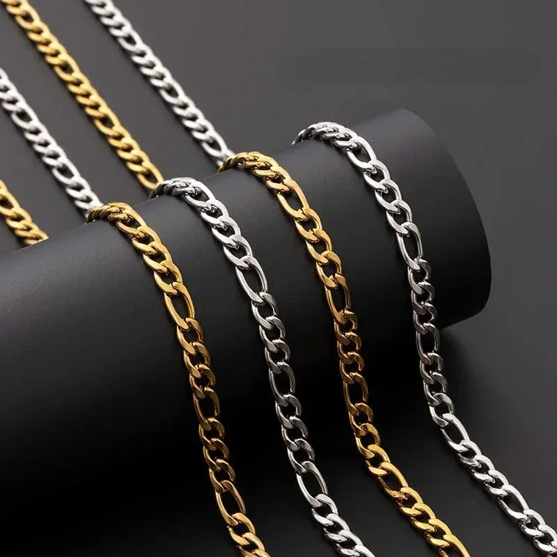 

45-60cm 18k Gold 3mm Figaro Chain Necklace For Women Men Long Necklace Hip Hop Jewelry Gift