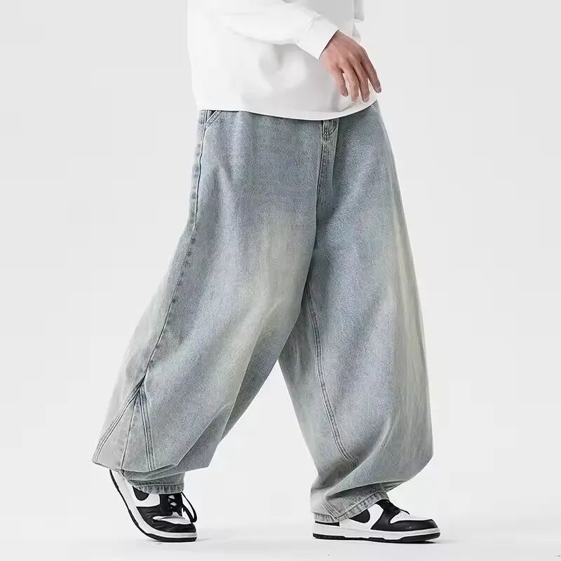 

Spring Autumn Men Streetwear Wide Leg Denim Pants Men Harajuku Baggy Jeans Male Casual Black Oversized Jean Trousers