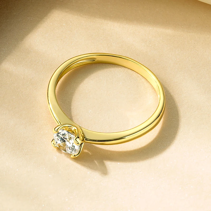 Rrjzz Runder Solitär-Moissanit-Diamant-Verlobungsring in Silber- und Goldfarbe, Zeitlose Eheringe für Frauen, Leichterer Schmuck – Detail 6