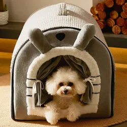 Pet Dog Bed Cozy Cat Mat Removable Washable Pet Cat Dog House Nest Warm Winter Deep Sleep Tent For Small Medium Large Pet Dogs