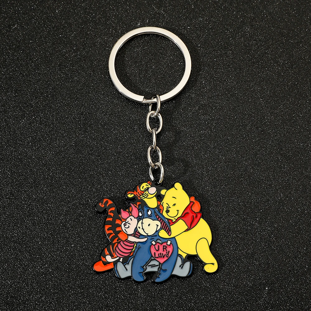 Disney Cartoon Cute Pooh Bear Piglet Keychain Tigger Eeyore Keyrings For Friends Backpack Pendant Gifts