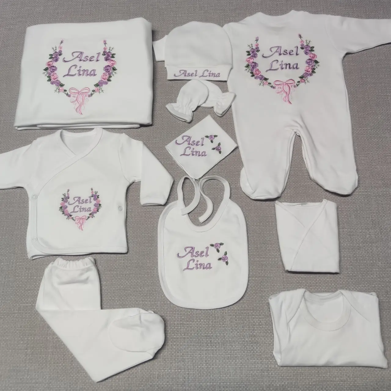 0-3 Months Baby Personalized Outfit Custom Clothing Sets Rompers Spring suit dress costumes children's clothing 10-Pcs