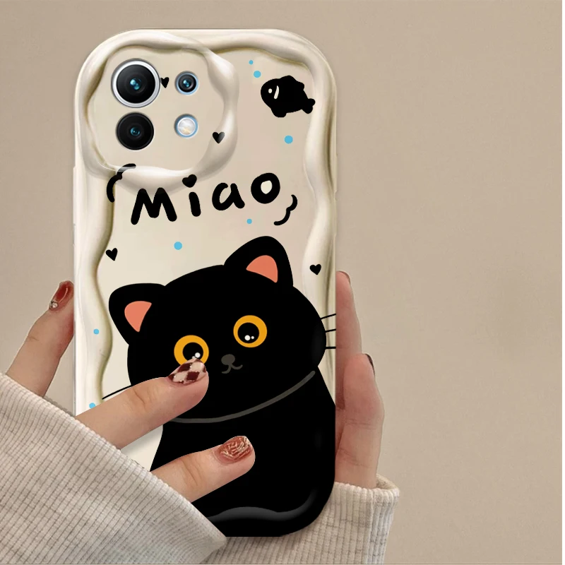 الإبداعية الأسود القط الكرتون للصدمات جراب هاتف ل Xiaomi POCO X7 X6 X5 X3 NFC F7 الترا F6 F5 Pro F4 F3 GT M5S C65 C75 4G 5G