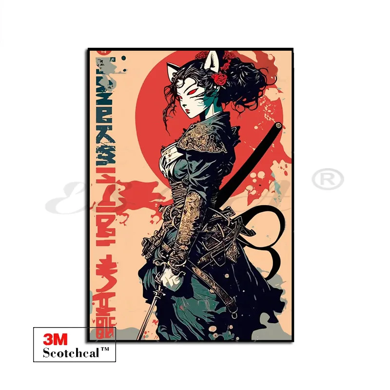 Creative 8CM Stickers Samurai Cat Lady for Car Scratch-proof Aesthetic Laptop Luaggage Cases Stickers