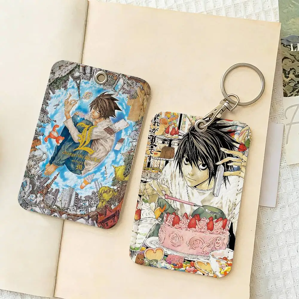 Death Anime Note Rectangle Keychain Card Holder, Badge Credit Card Holder, Student ID Card Holder, Bus Cards Cover