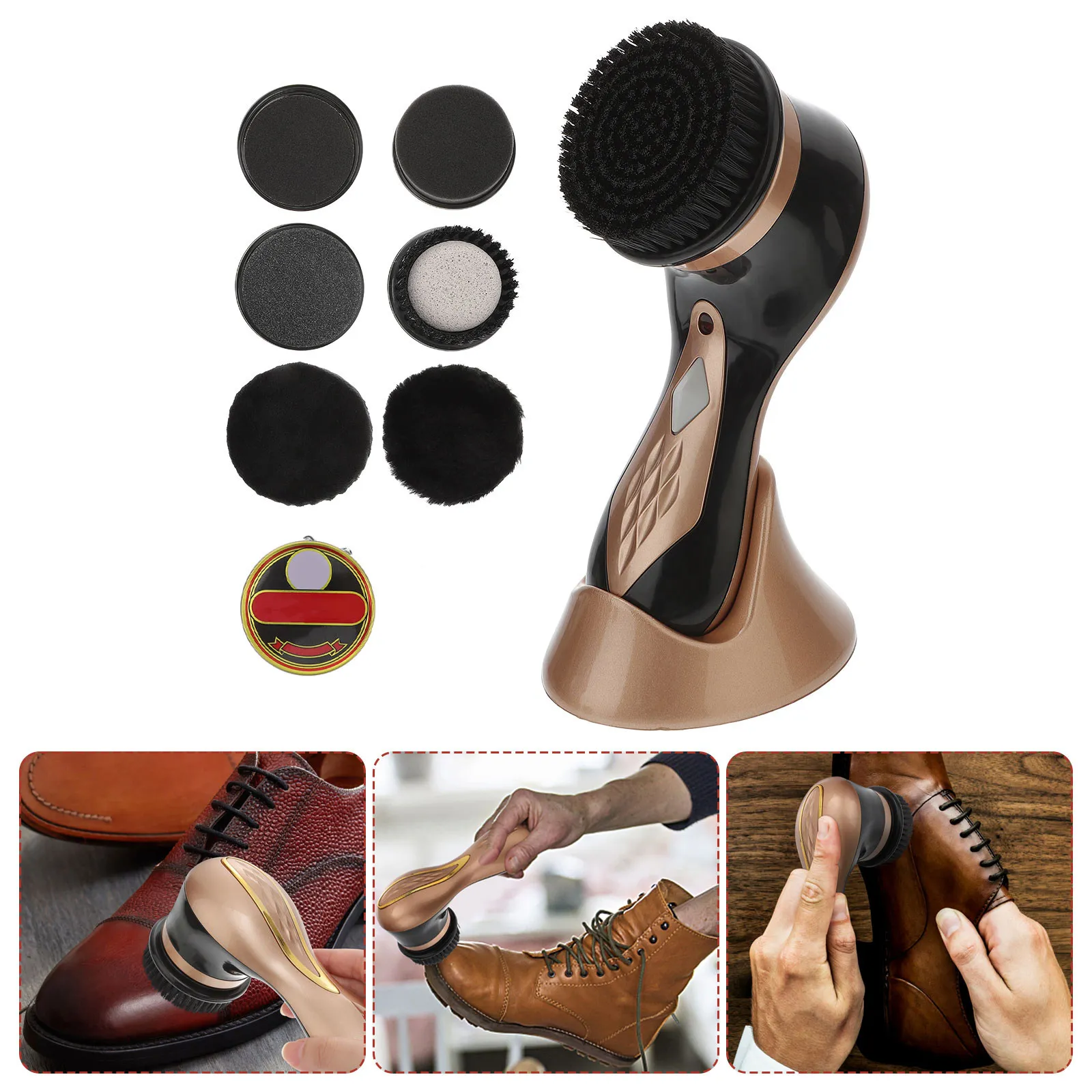 

Электрический набор для ухода за обувью с 7 сменными щетками: инструмент для чистки обуви, диванов, сумок