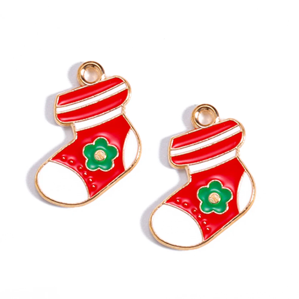 10 stücke Emaille Weihnachten Charms Weihnachten Elch Geschenk Schneemann Santa Claus Anhänger für DIY Halskette Ohrring Schmuck machen Accessoires – Detail 17