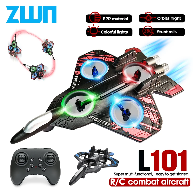 L101 2.4G RC Schiuma Aereo Aliante Volante Con Luci A LED EPP Stunt Schiuma di Controllo Remoto Aereo Da Caccia Giocattoli Per Il Regalo Del Capretto