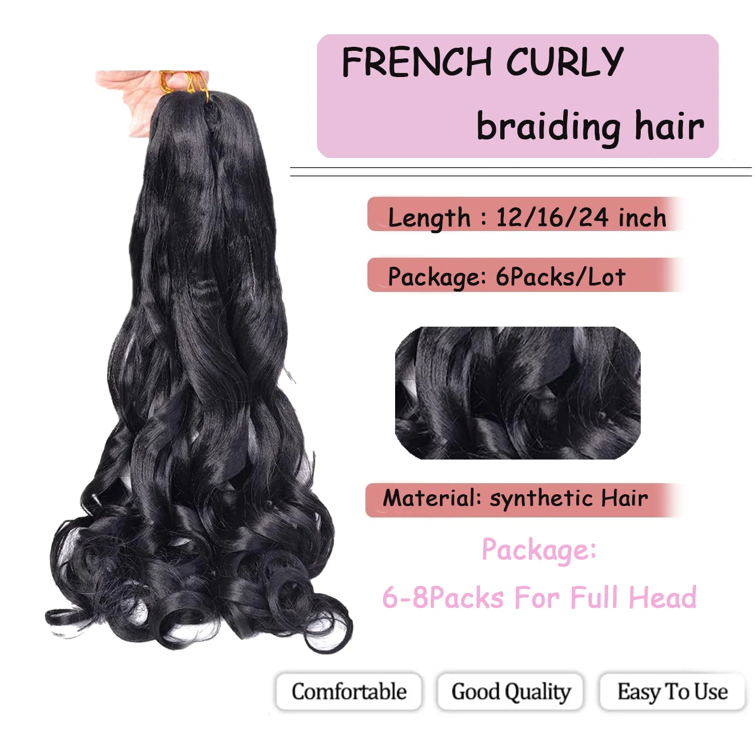 French Curly Braiding Hair Loose Wavy 6Packs Bouncy Braiding Hair Extensions  Synthetic French Curl Crochet Hair Extensions
