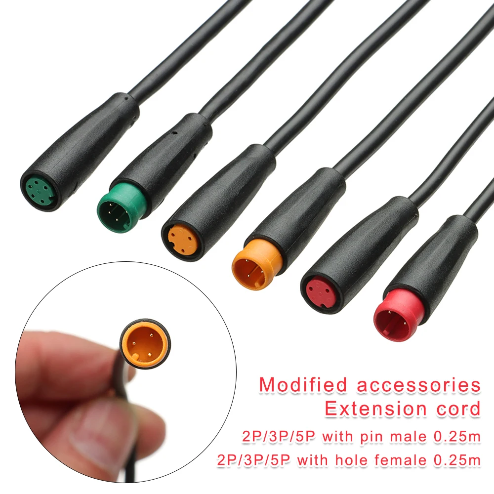 Black 9mm For Ebike Bafang Optional Cable 2/3/4/5/6Pin Cable Display Pin Waterproof Connector Base Connector