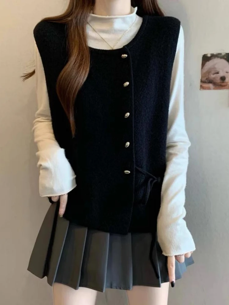 

Женский вязаный жилет свободного кроя, модная осенняя коллекция 2025, большие размеры, повседневный, однотонный