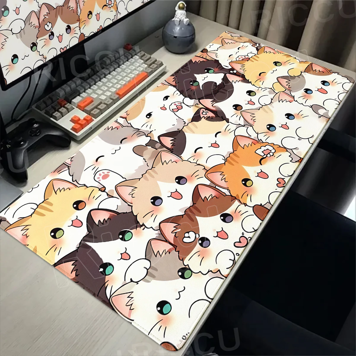 

Cute Cat Mouse Pad Computer Accessories Office Game Table Mats Rubber Anti-slip Gaming Keyboard Mousepads XXL Desk Pads 400X900