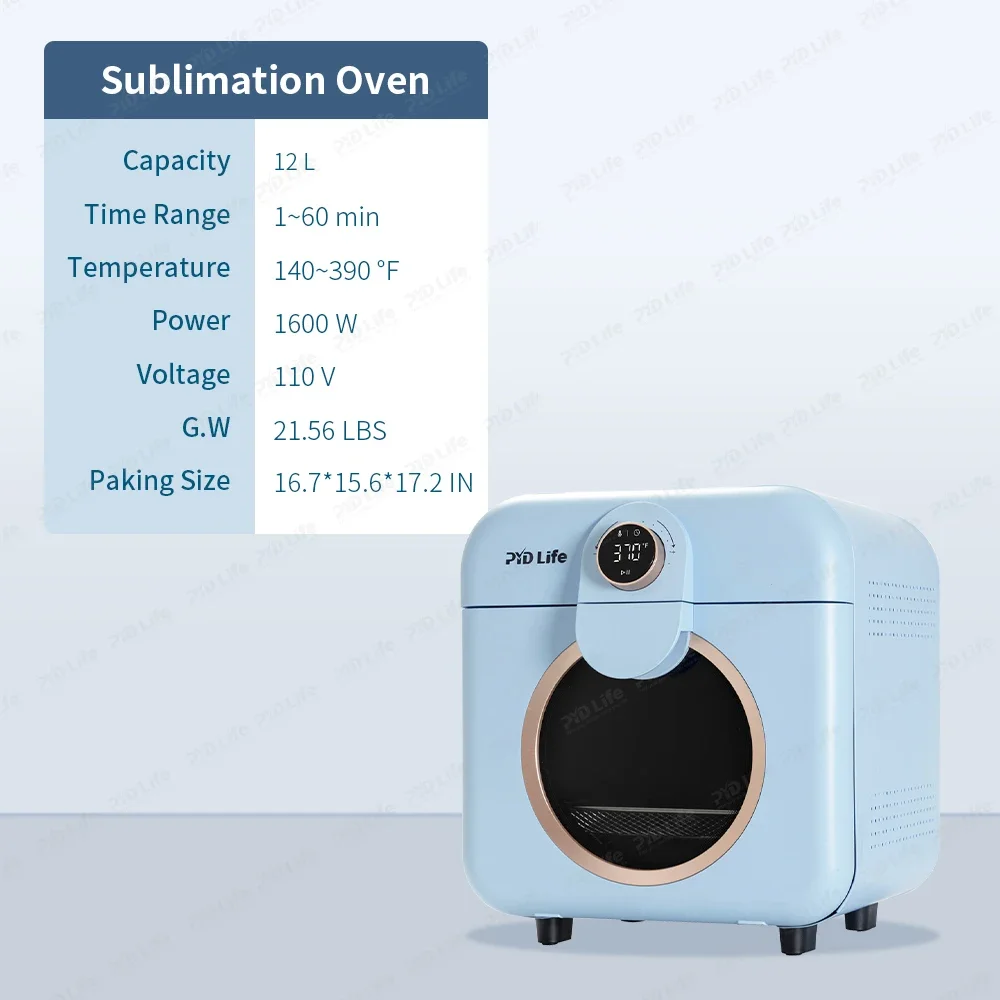 PYD Life 12L Blue Mini Transfer Mitt Blanks Tumbler Mug Vacuum Heat Press 3d Machine Sublimation Oven for Mugs