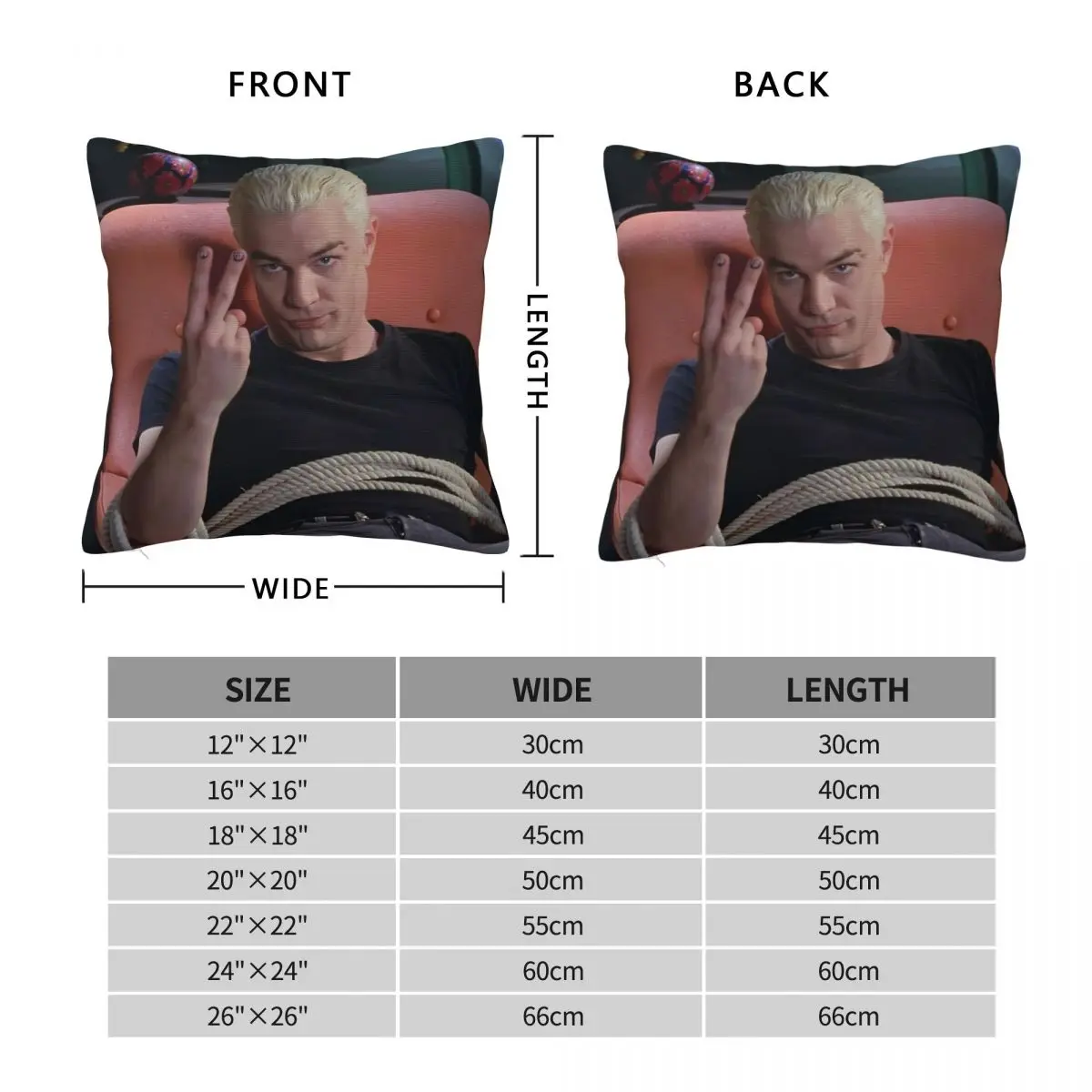 Spike Buffy The Vampire Slayer Square Pillowcase Polyester Linen Velvet Printed Zip Decor Pillow Case Sofa Cushion Cover