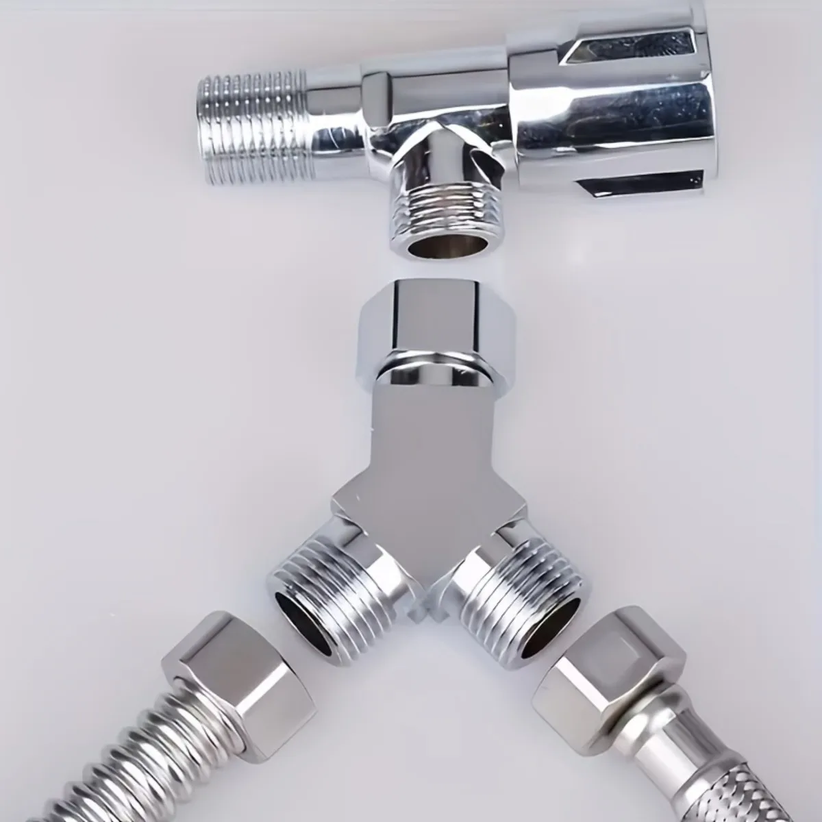 Y Shaped Three Way One/Two Faucet Splitter, Dual Outlet Kitchen and Bathroom Corner Valve Splitter, Water Flow Control Valve