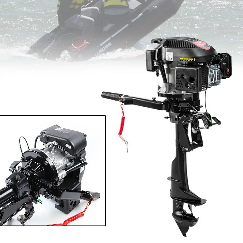 

HANGKAI Heavy Duty 6 HP Outboard Motor ,4 Stroke Fishing Boat Outboard Motor Boat Engine Air Cooling System Boat Accessories