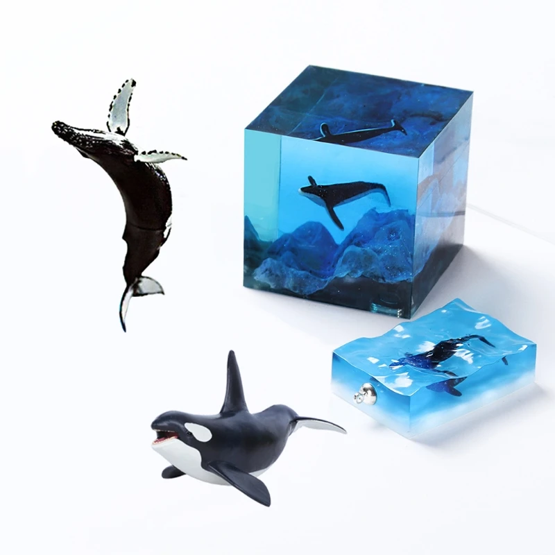 5x Sea Creature Figure Whale Model for Epoxy Resin Mold Fillering Fish for Tank Decor Luminous Animal Figurines for Kids