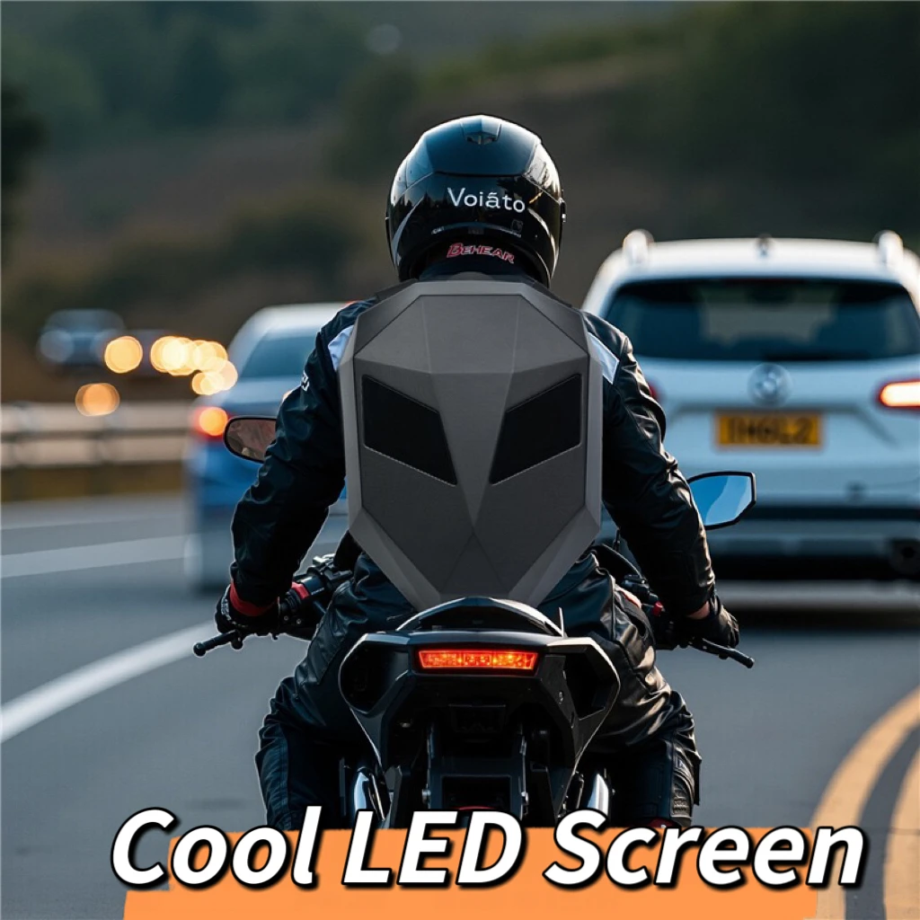 LED Motorcycle Rider Backpack with Eye Glow pattern Helmet Mochilas para Waterproof Laptops Bag Saco Moto Schoolbag