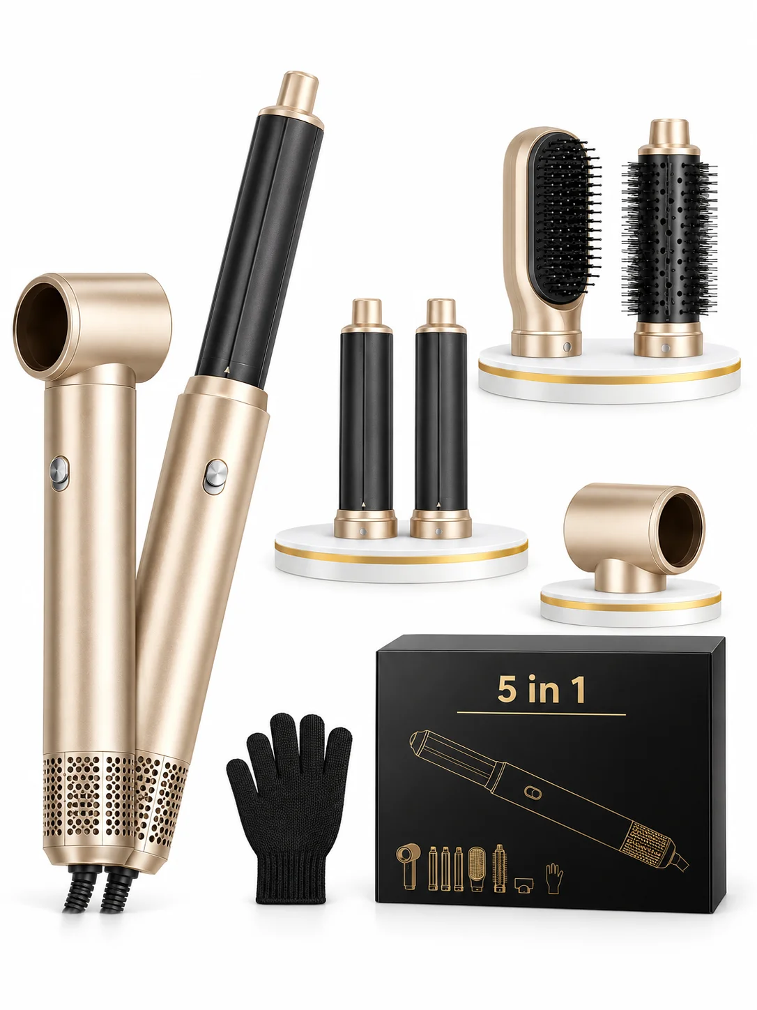 Hair Care Products - 5ใน1แปรงไดร์เป่าผมและ volumizer ไอออนลบไดร์เป่าผมที่ถอดออกได้เครื่องจัดแต่งทรงผมแปรงลมร้อนครีมบำรุงผมจัดแต่งทรงผม