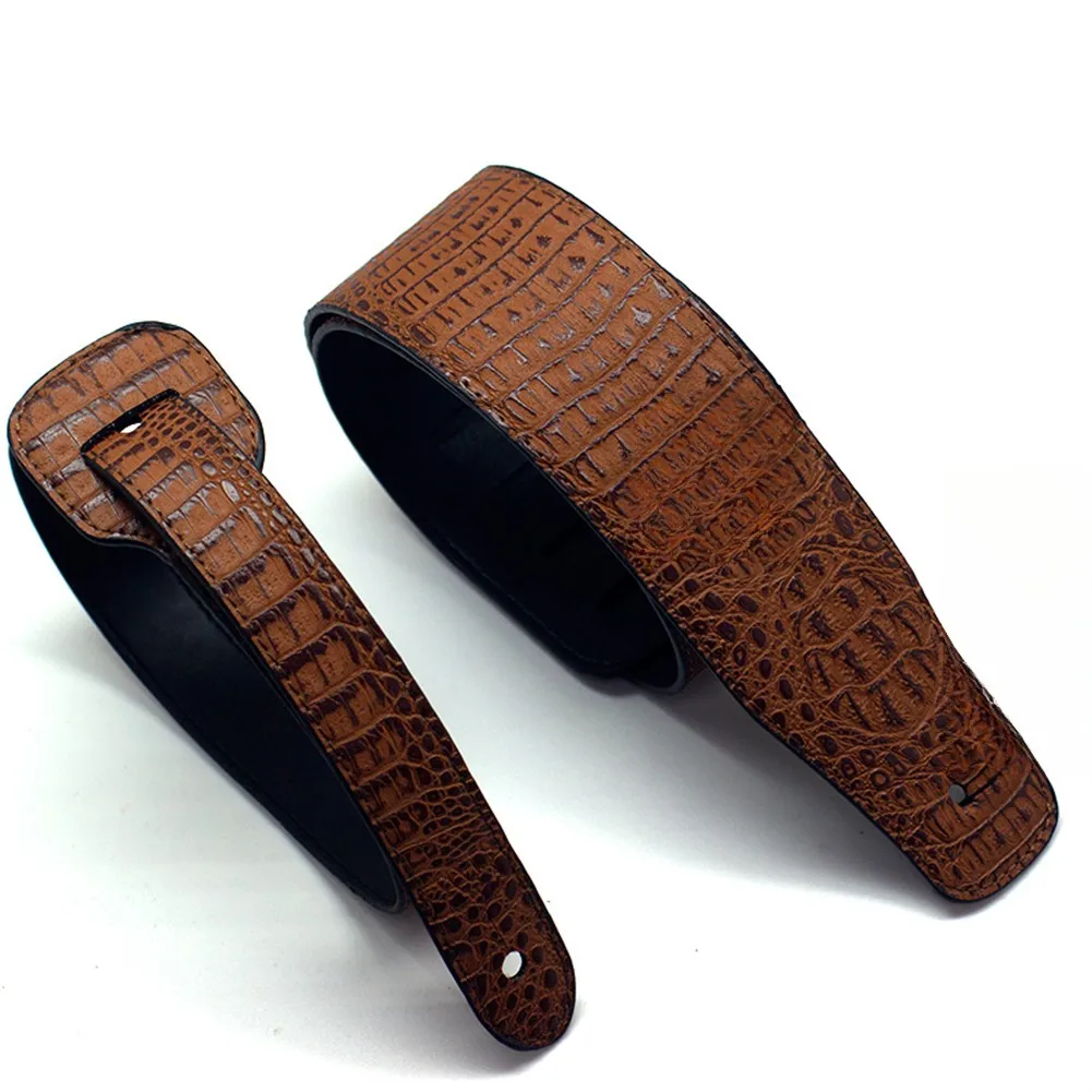 Embossed PU Leather Guitar Strap Adjustable Length 130-150cm For Acoustic Electric Bass Guitars Musical Instrument Parts