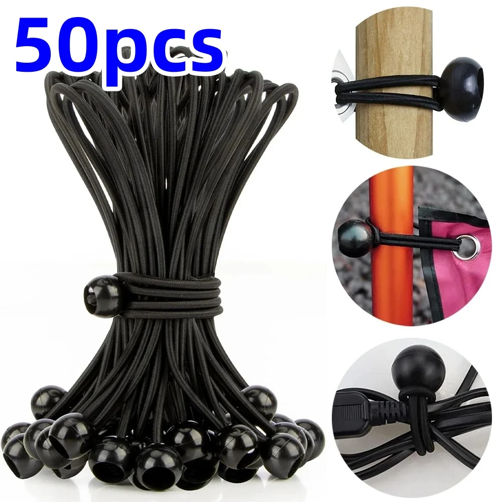 5/20/50 peças Cordas Elásticas Bungee para Exterior, Portáteis, para Fixação de Tendas, Lonas, Toldos e Coberturas, Amarração de Lona de Alta Resistência