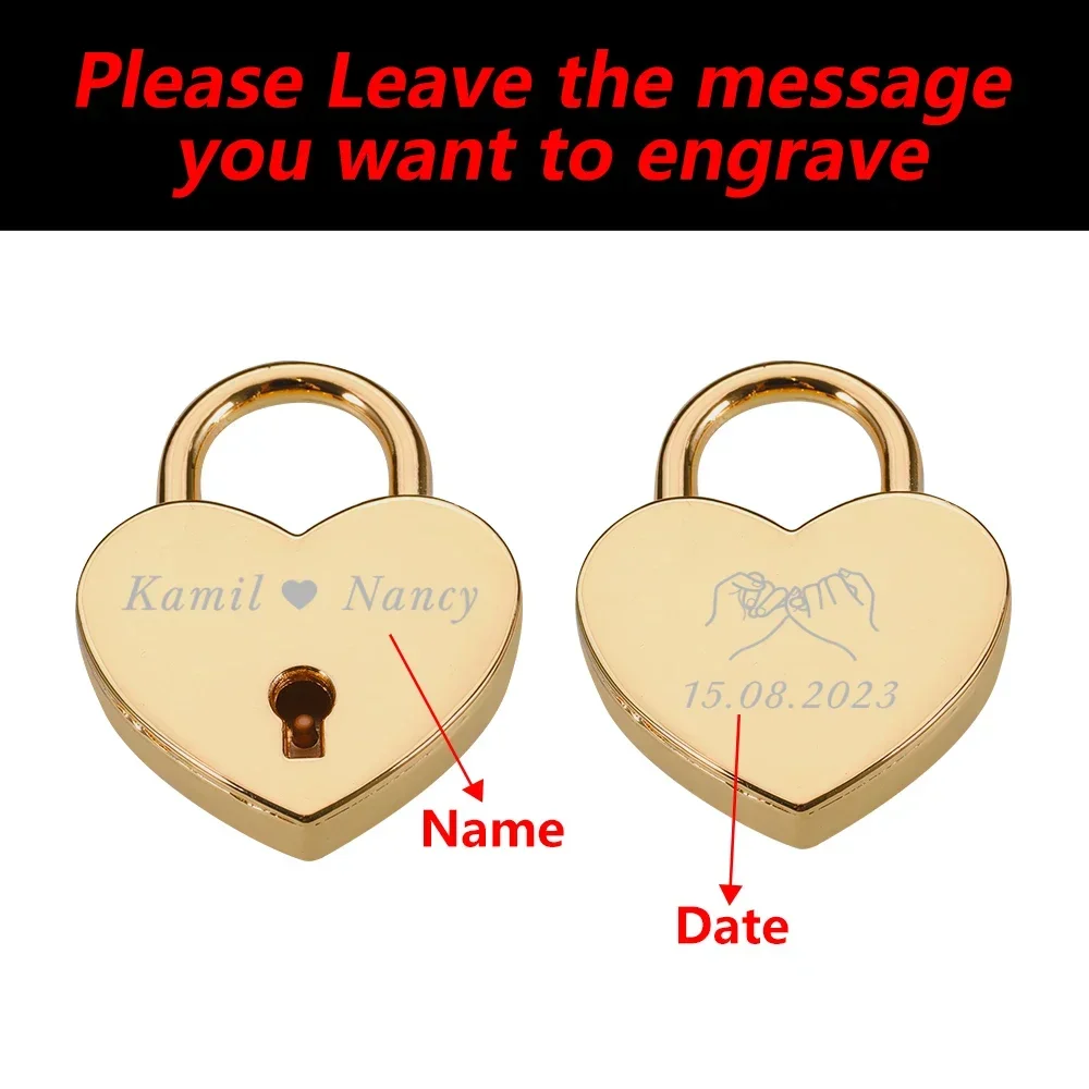 Personalised Love Padlock Custom Name Date Heart Lock with Key for  Couple Boyfriend Him Her Wedding Anniversary Engraved Gift