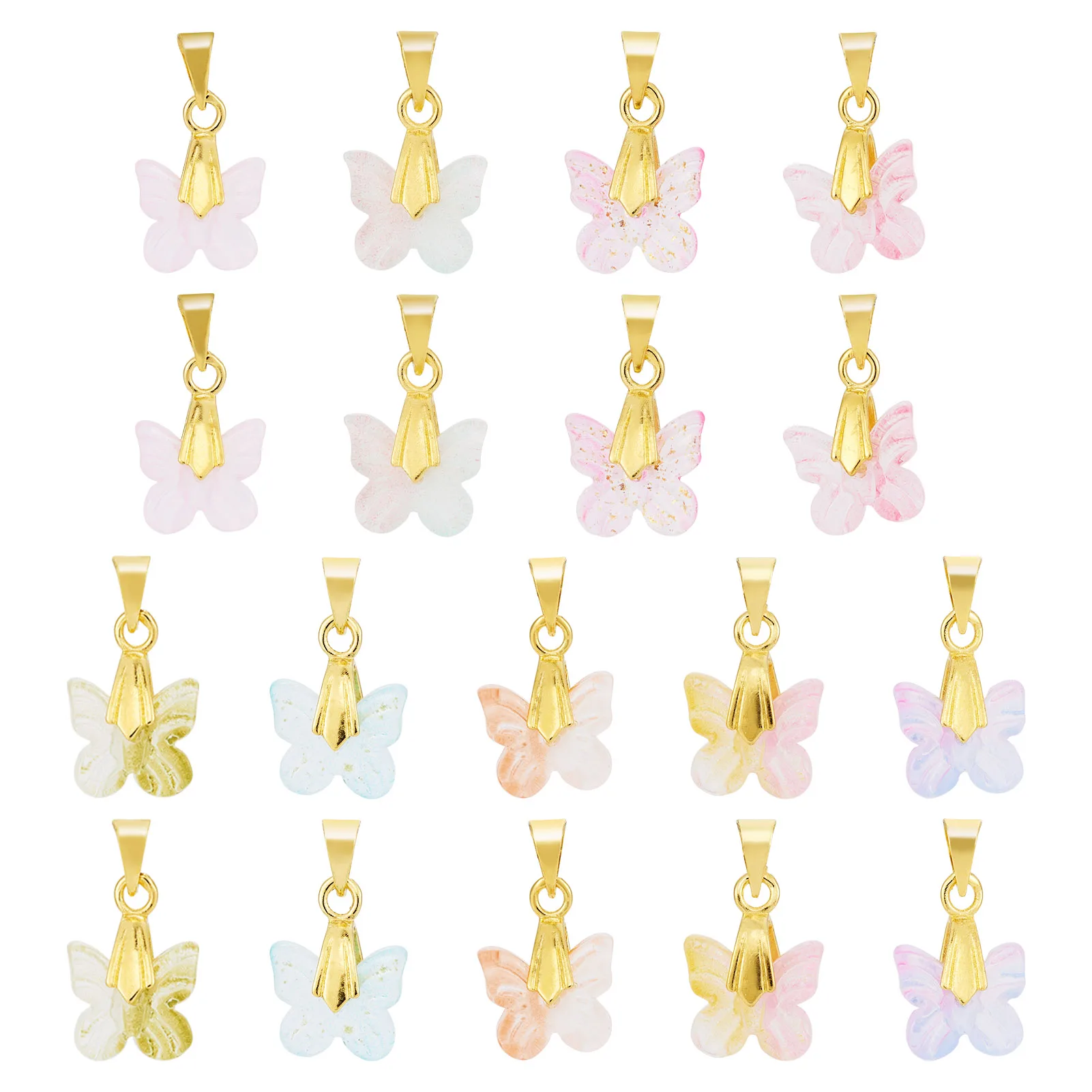 

36 шт., подвески-бабочки лэмпворк ручной работы, подвески с латунным зажимом, крючки, соединительные фурнитура для изготовления ювелирных изделий своими руками