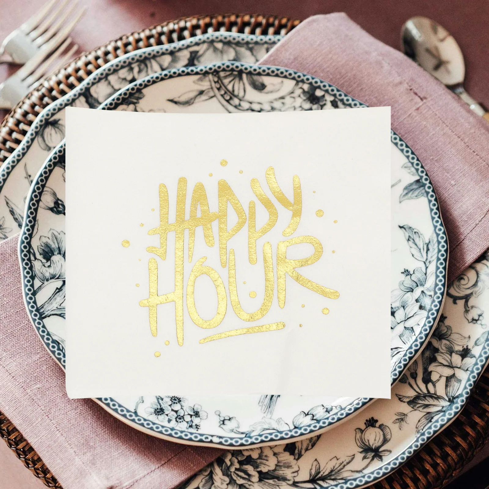 مناديل ورقية مزخرفة، مناديل عشاء للاستعمال مرة واحدة لحفلات الزفاف والعطلات والاحتفال بأدوات المائدة بنمط الكلمات الإنجليزية