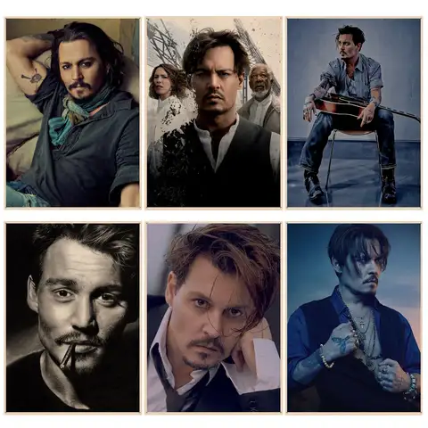 Jack Sparrow actor Johnny Depp Retro Kraft Paper Poster Kraft Paper Prints and Posters Room Wall Decor
