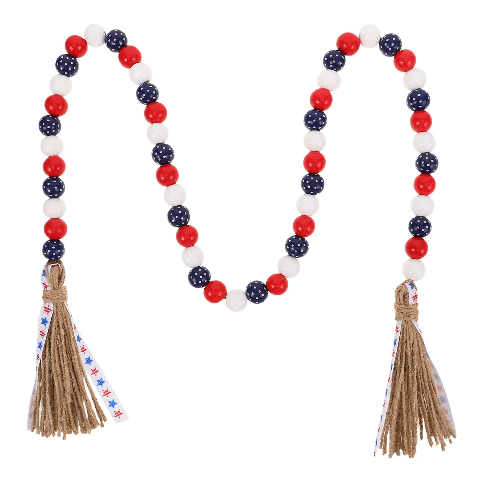 

Farmhouse Vase Independence Day Rustic Decor Wooden Beads Tassel Wood Bead Decor Wreath Beaded Wreath Home Tray