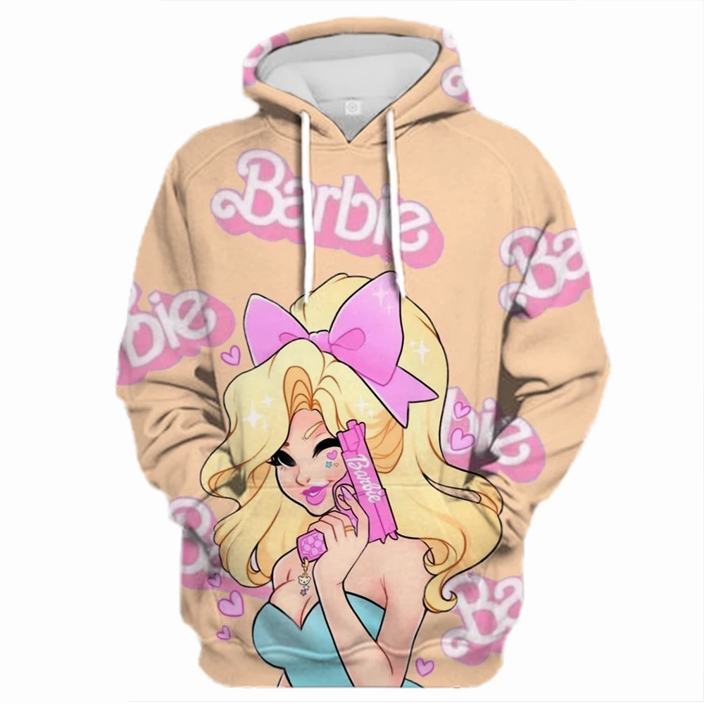 

Новые толстовки Kawaii 90-х годов Disney Barbie для женщин, верхние толстовки принцессы для женщин, спортивная одежда для девочек, уличная одежда в стиле Харадзюку