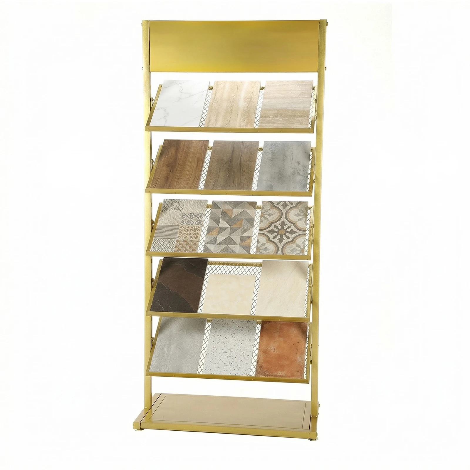 

5-Tier Ceramic Sample Display Rack 26.38x13.78x59.06in Building Material Swatch Sample Storage Holder for Exhibition Trade Show