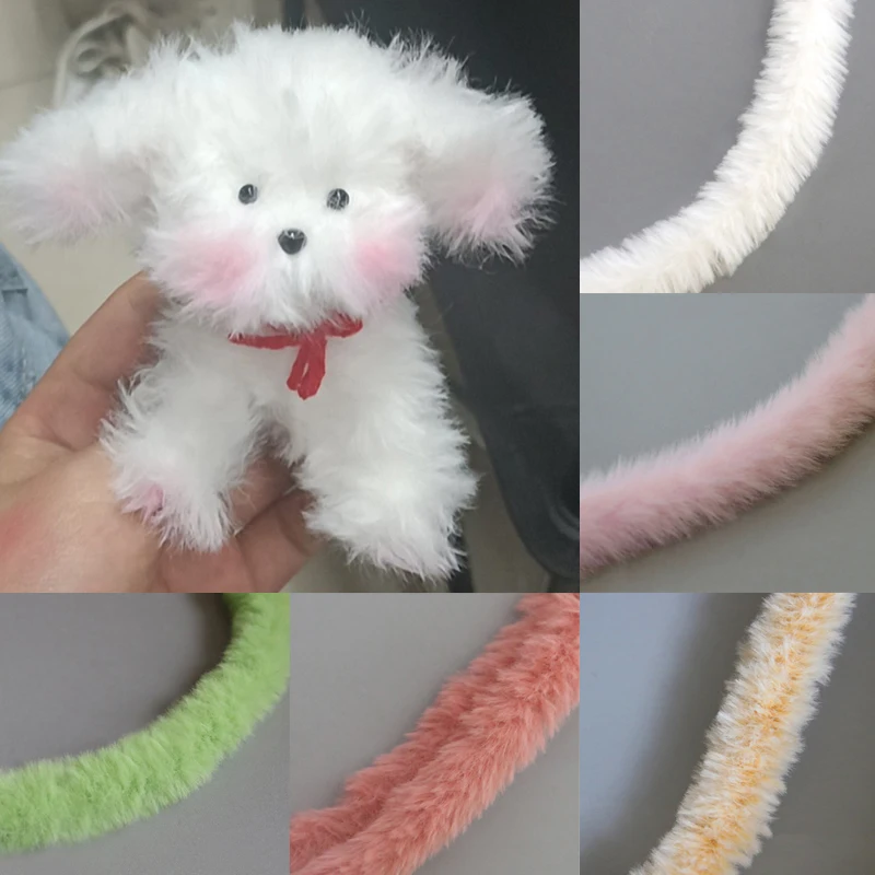 1m 15mm Plush Rabbit Wool Iron Wire Twist Stick Thread Ribbon Bar Strip Stick String DIY Crafts Toys Material Accessories