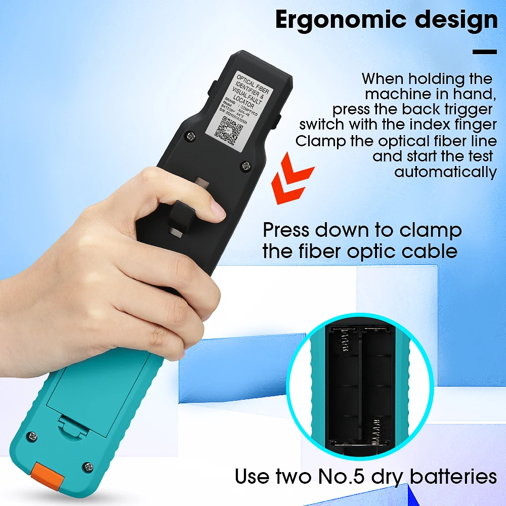 Fiber Optic Identifier Active Fiber Live Testing Tool Optical Fiber Direction Identifier Built in 10mw Visual Fault Locator(VFL) and LED Light