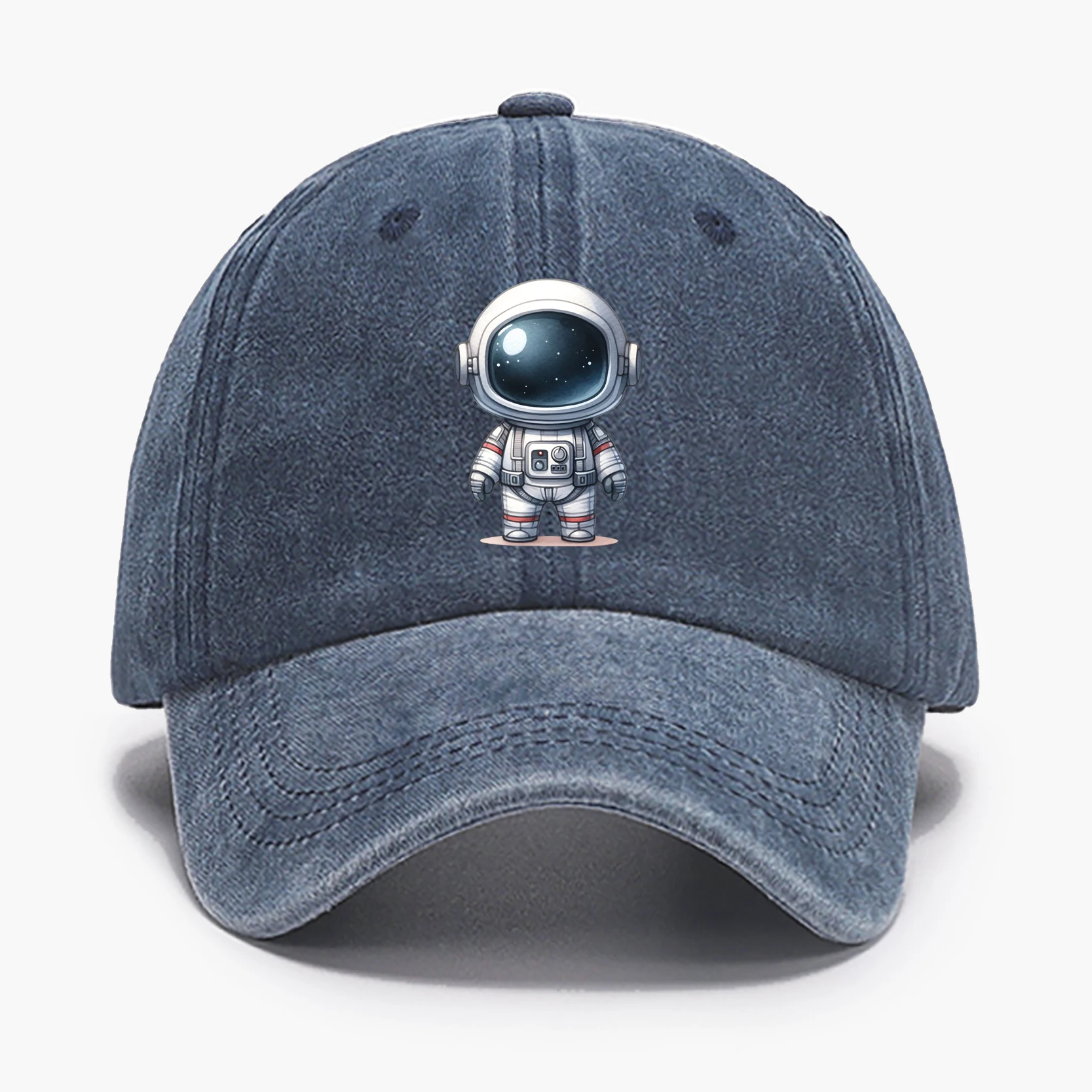 Coole Damen-Baseballkappe mit kleinem Astronauten-Aufdruck, Trucker-Mütze, roher Saum, unelastisch, atmungsaktiv, stilvoll, Snapback-Baseballmütze, für Ausweis