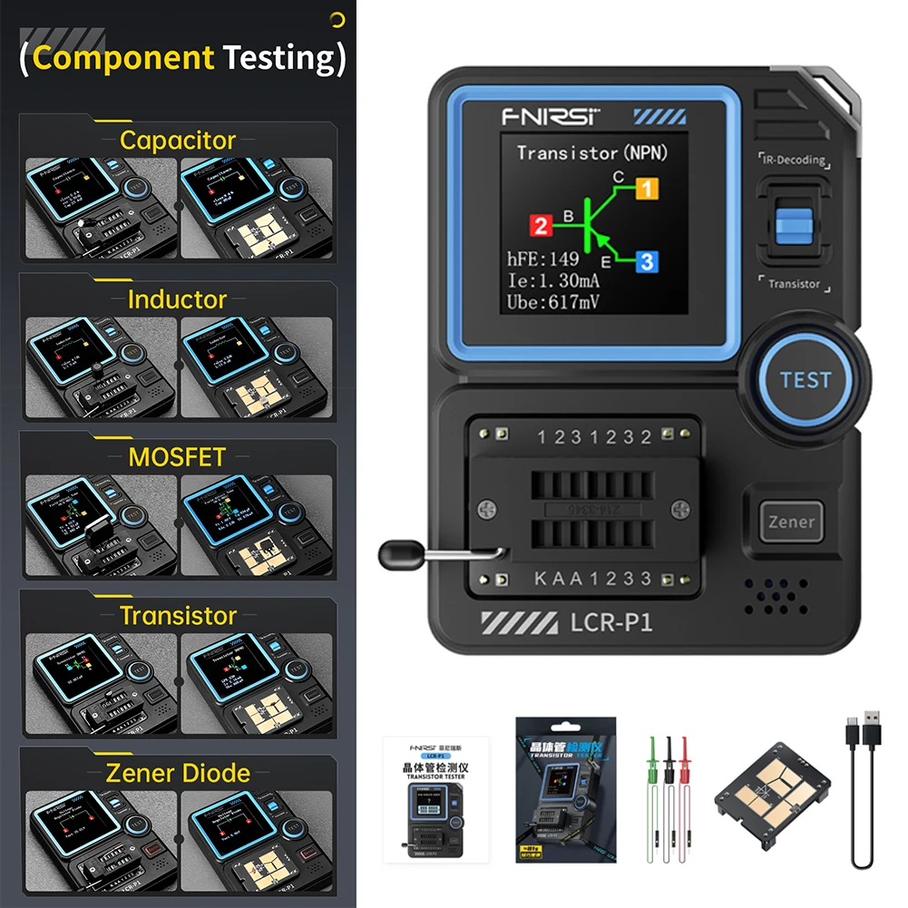 LCR-P1 Multifunctional Electronic Component Tester 1.44 Inch Screen Electronic Testing Device For Electronic Enthusiasts