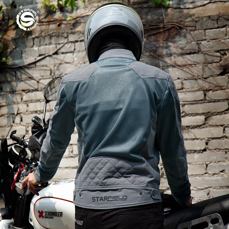 Star Field Knight Motorcycle Jacket Spring&Summer Mesh Breathable Riding Clothes With CE Body Protective Equipment Accessories