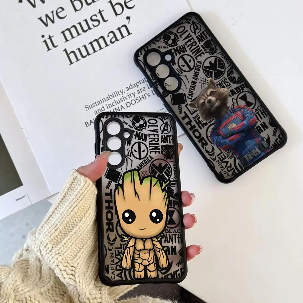 Marvel Baby Iam Groot Rocket Raccoon Case For Samsung Galaxy S24Ultra S23 S21 S20 Fe S10 S9 Plus S23 S24 Ultra Cqoue Matte Cover