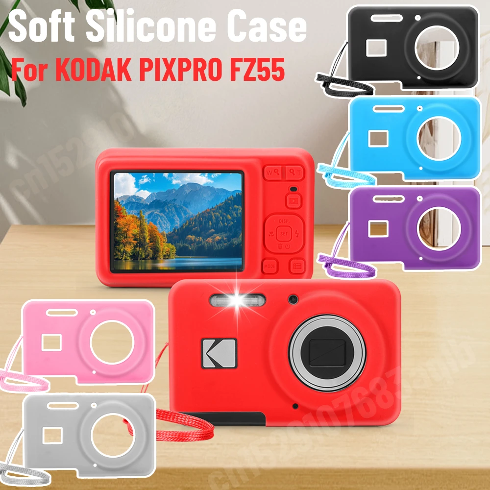 For Kodak PIXPRO FZ55 Digital Camera Cover with Lanyard Anti Scratch Soft Silicone Case Protective Sleeve Camera Accessories