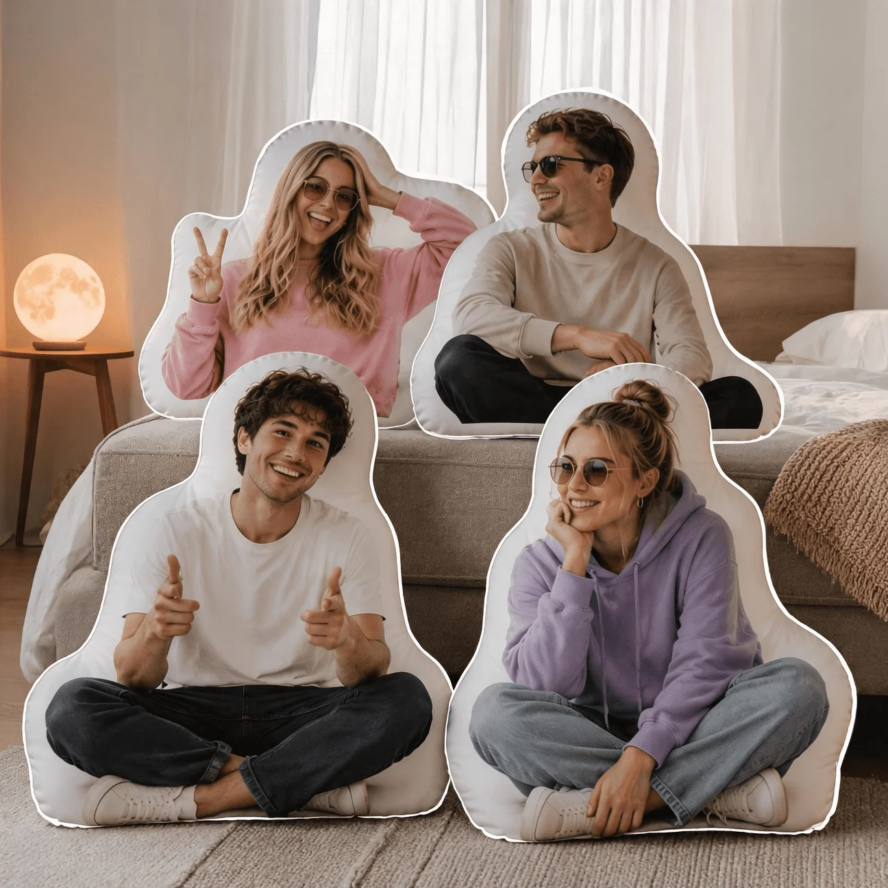 Personalized Photo Shaped Pillow - Custom Full Body Portrait Cushion with Your Own Picture, Soft Suitable for Birthdays,, Housew