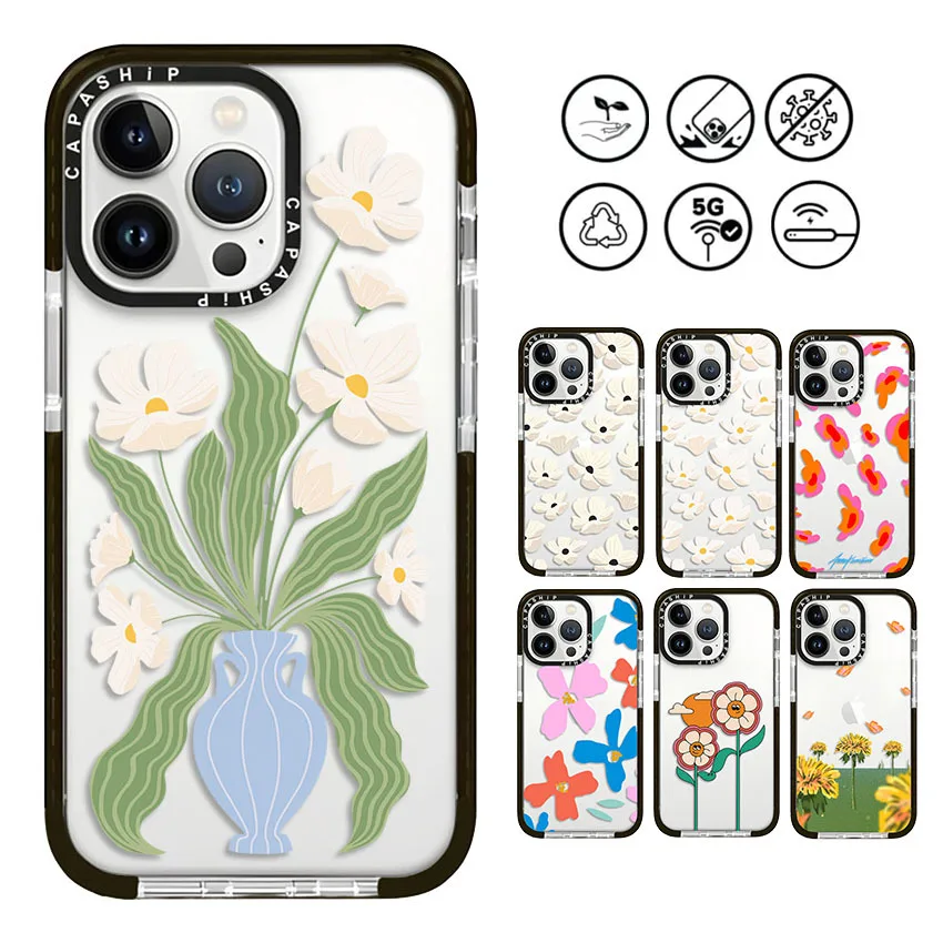 Vase Beautiful Flowers Green Leaves Case For iPhone 16 15 14 13 12 11 Pro X XS XR Max 7 8 Plus SE Soft TPU Shockproof Back Cover