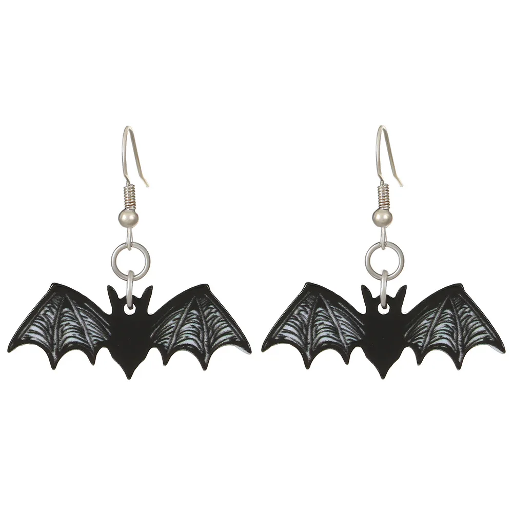 

Skull Bat Female Earrings Creative INS Quirky Design Exaggeration Tidal Current Jewelry Accessories Halloween Party Gifts