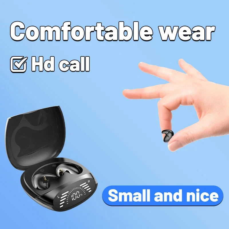 HOMEFISH Sleep Wireless Earbuds Bluetooth 5.3 Ultra - Thin Painless Wear ENC Noise Cancelling Long Battery with LED Display