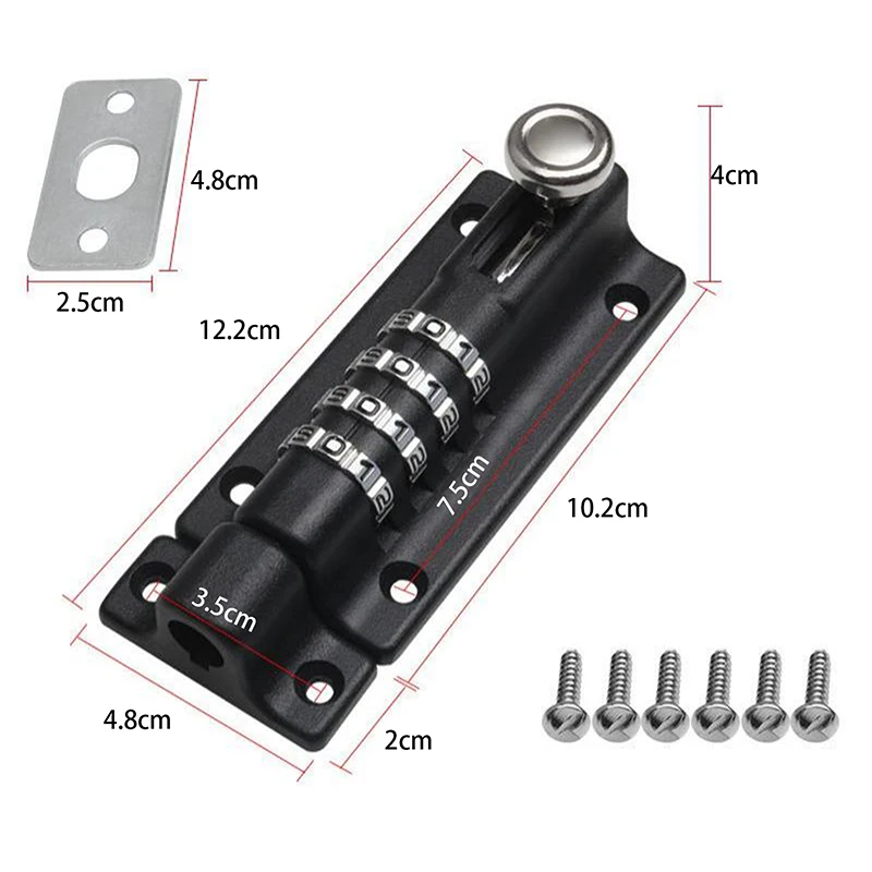 Serrure à mot de passe noire et argentée, loquet de porte en métal, sécurité antivol, cadenas BLODigit, quincaillerie de porte en bois pour la