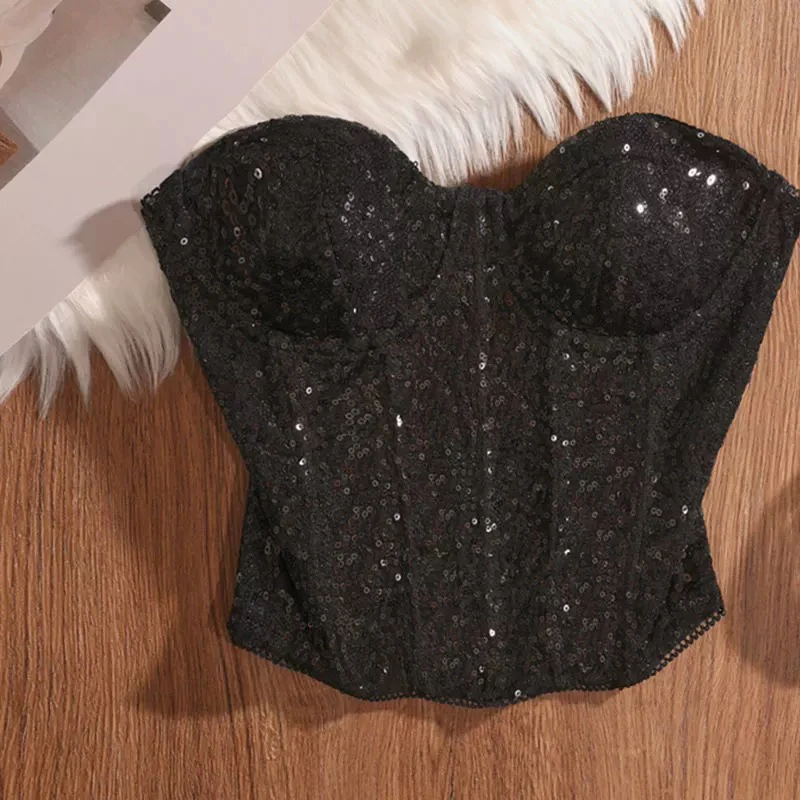 Hot Pink Sequin Fibone Strapl Crop Top Women's Dance Outfit Wrap Chest Waist Belt Summer Slim Fit ort Length T-irt
