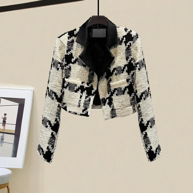 2024 Autumn/winter New High-quality Patchwork Jacket Coat Blazers for Women Black Half Skirt Two-piece Dress Set Outfits