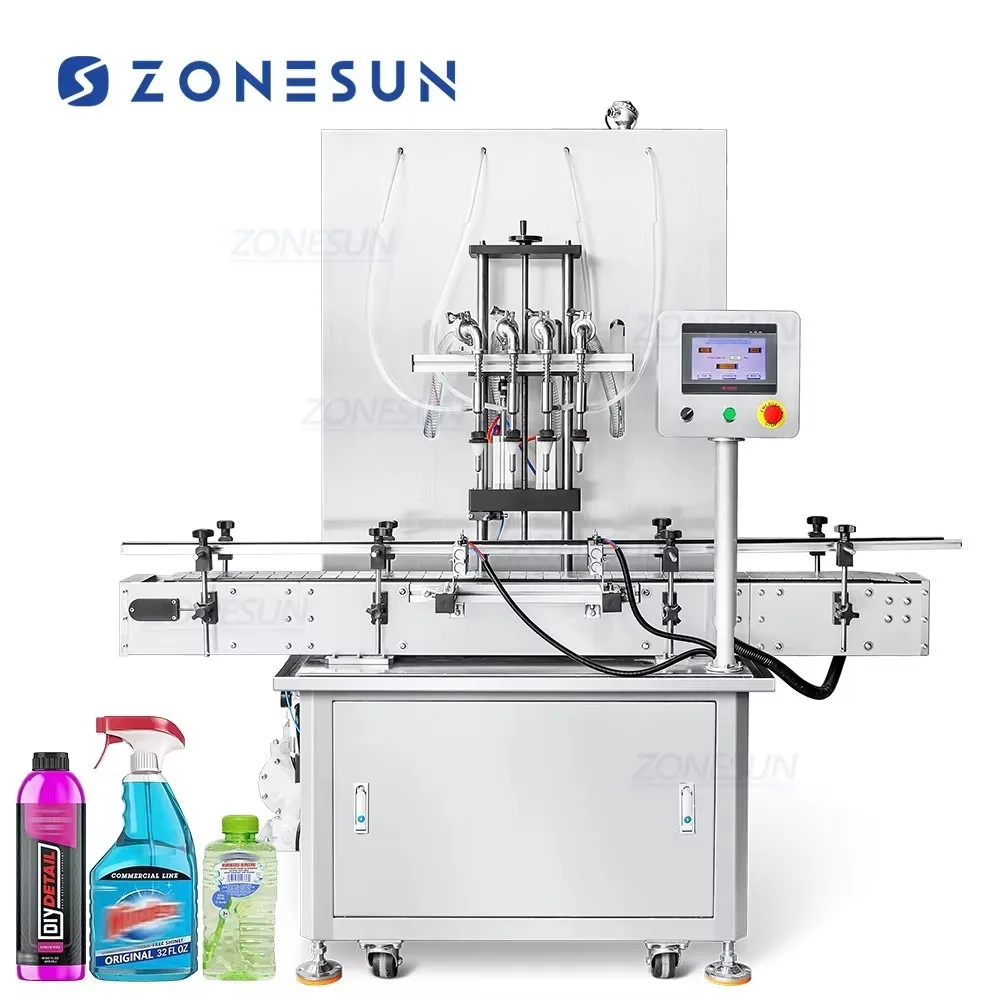 Automatic 4 Heads Liquid Bottle Filling Machine With Feeding Pump Gravity Siphon Overflow Filler For Whisky Spirit Wine