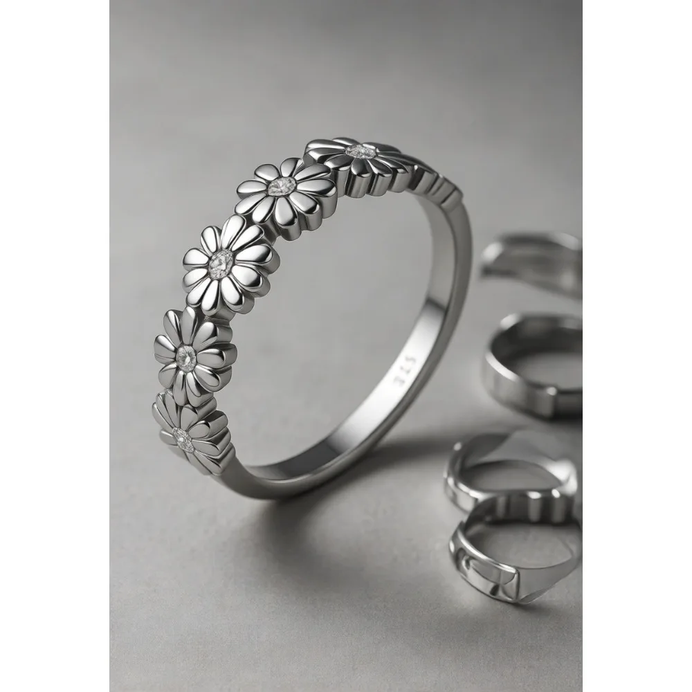 

Подарок на День святого Валентина: кольцо с цветком ромашки из серебра 925 пробы с позолотой 18K и цветными кубическими циркониями для женщин